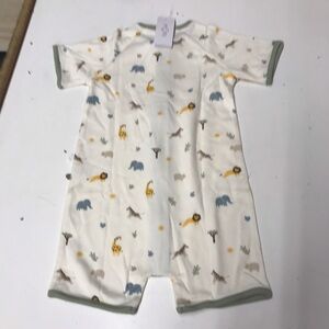 Baby Mori Organic Bamboo Summer Pajamas zip shortie animal pattern 18-24 mo